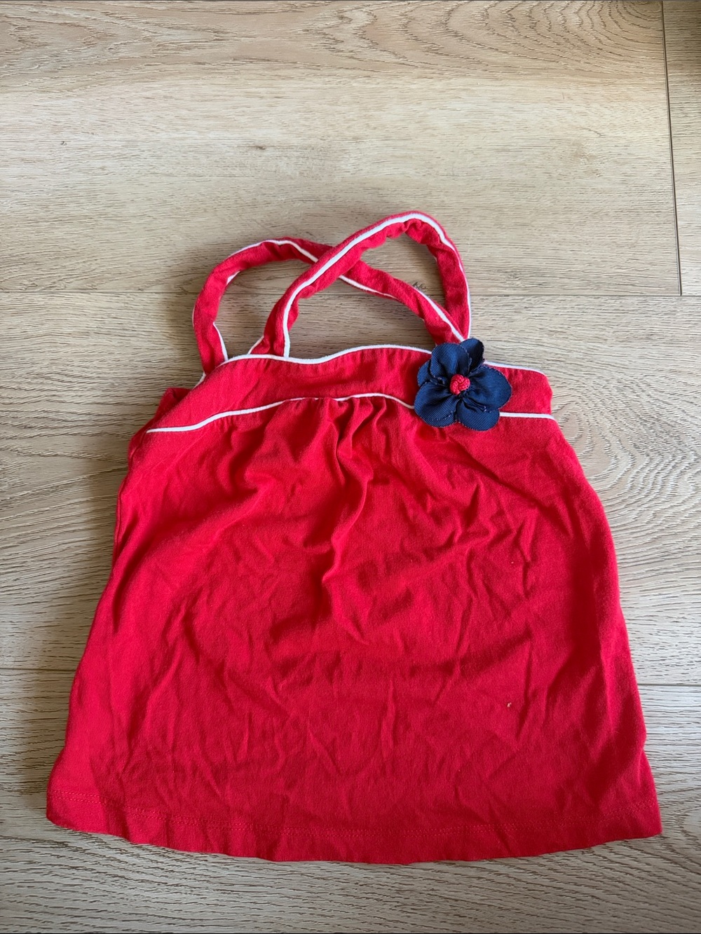 BabyGAP Red Girls' Tank Top with Navy Flower Accent size 4 years